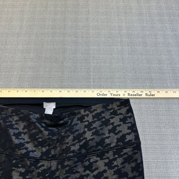 Chicos Zenergy So Slimming Leggings 3 (16/18 )‎ Houndstooth Foil Black Pants New - Picture 7 of 11
